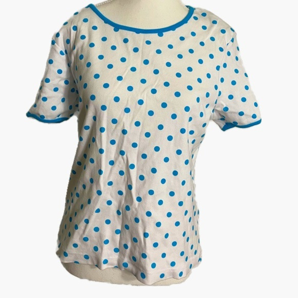 Onque Casuals White with Blue Polka Dot Cotton Short Sleeve Shirt - Picture 1 of 8